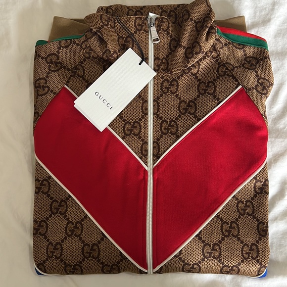 💯% Auth Gucci Men’s Tracksuit Jacket GG “Technical Jersey Jacket” Sz M - Picture 12 of 13